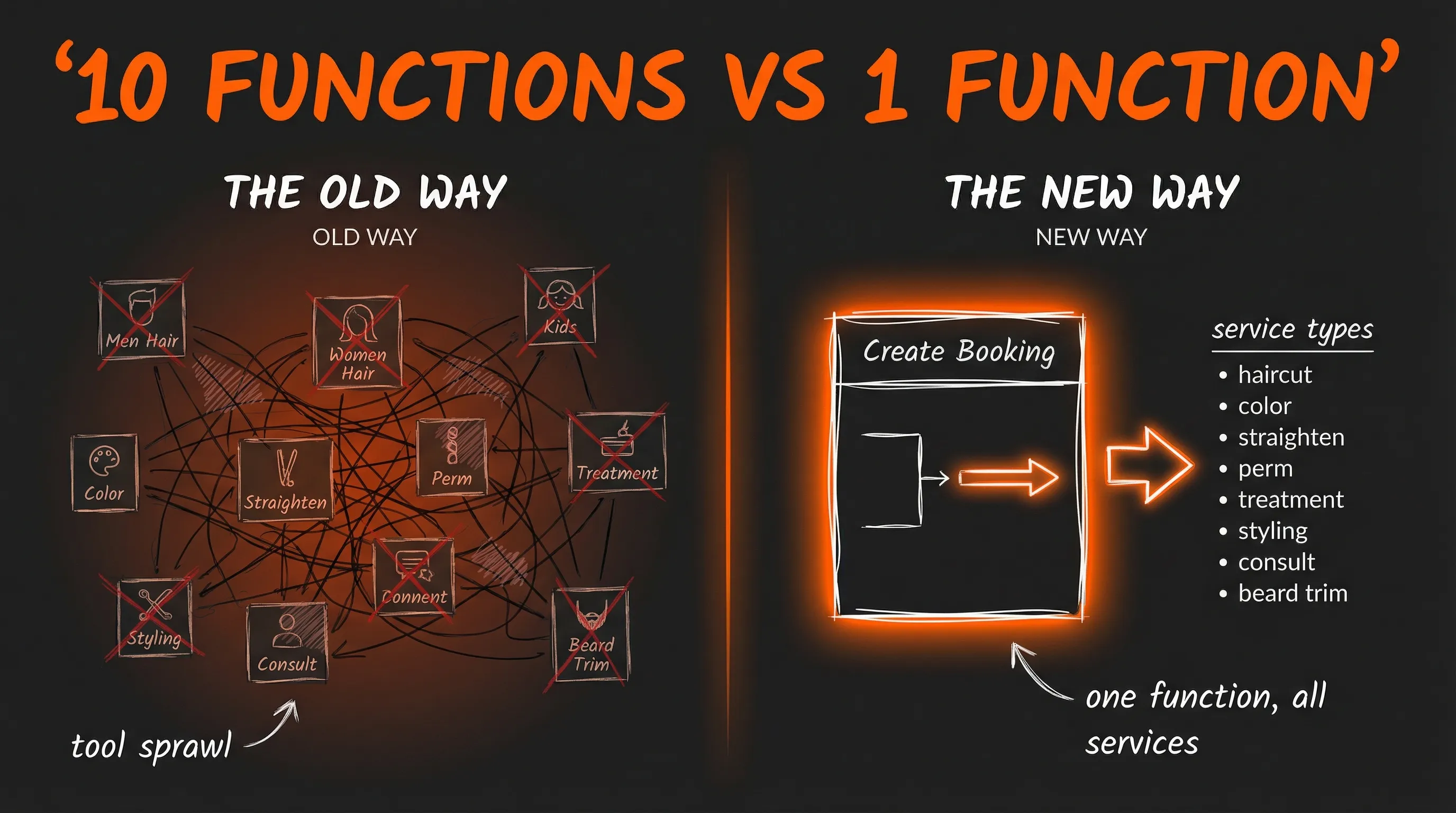 10 functions vs 1 function comparison